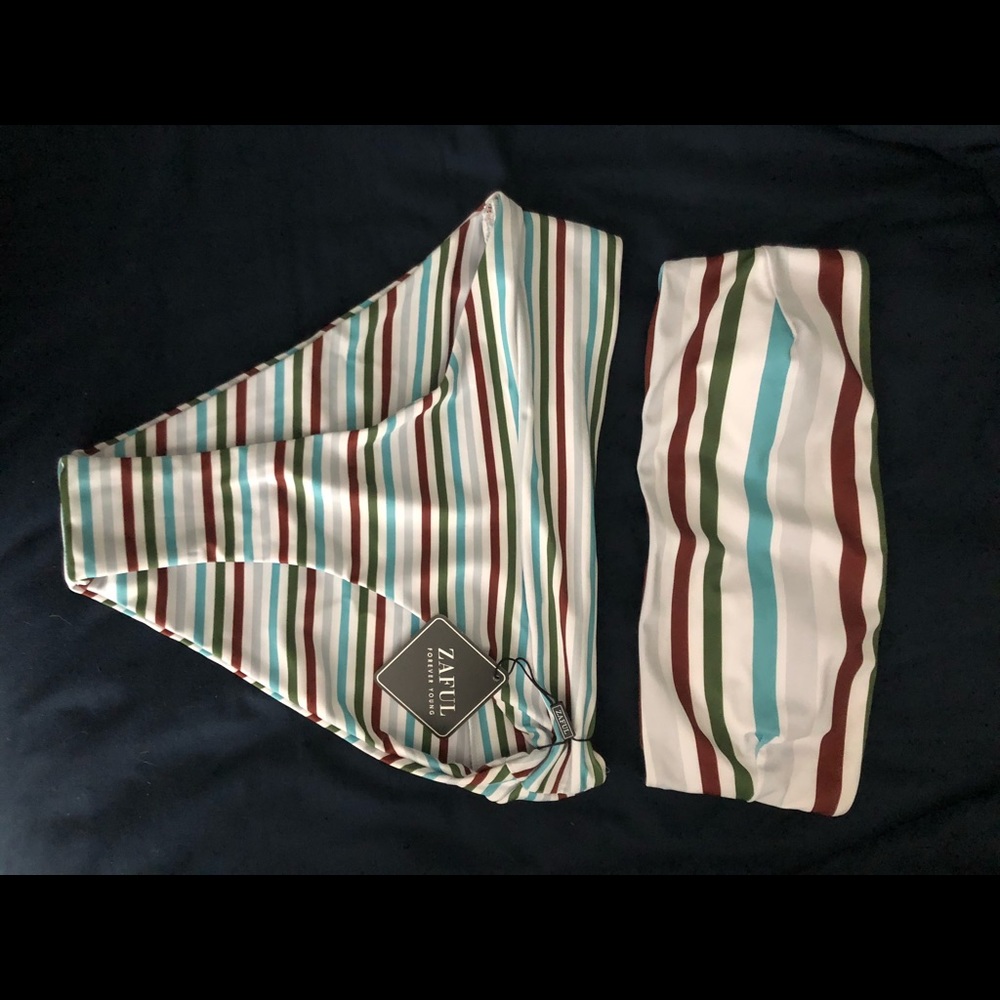 Zaful stapless, striped, high waisted bikini